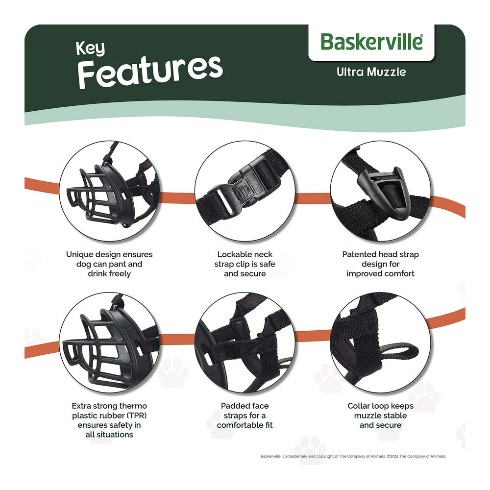 Muzzle Company of Animals Baskerville Ultra Black (6 x 26 cm)