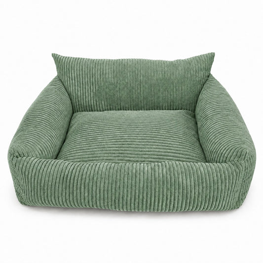 Lodie Corduroy Dog Sofa with Removable Cover – Olive Green, L